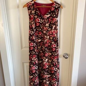 APRIL CORNELL Pinafore Vintage Corduroy Floral Dress Sz M EUC Cottage core